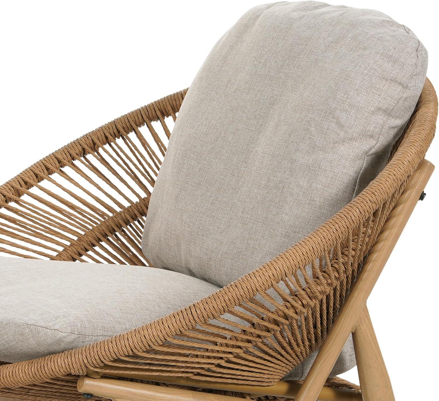 image:imageChristopher Knight Home Cyril Outdoor Papasan Chair Set of 2 with Cushion Wicker Egg Chair with Removable Cushion PE Wicker Chaise Lounge Sofa Patio Furniture Set for GardenBackyard BrownBeigeBrownbeige