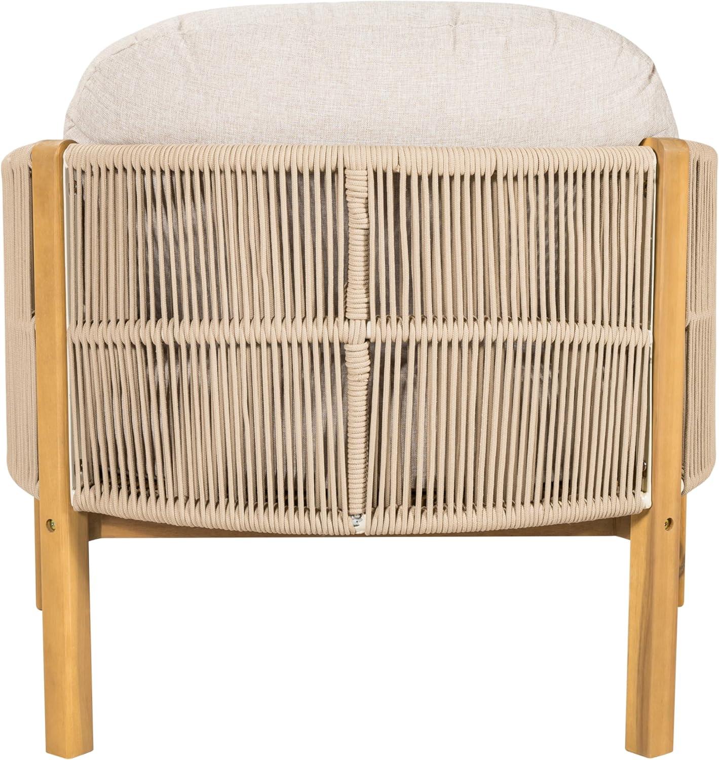 image:imageChristopher Knight Home Grotta Acacia Wood Patio Accent Chair Set of 2 Wooden Lounge Chair Outdoor Outdoor Barrel Chair with Rope WeaveRemovable Cushion Curved Backrest Lounge Sofa GrayTeakBeigeteak