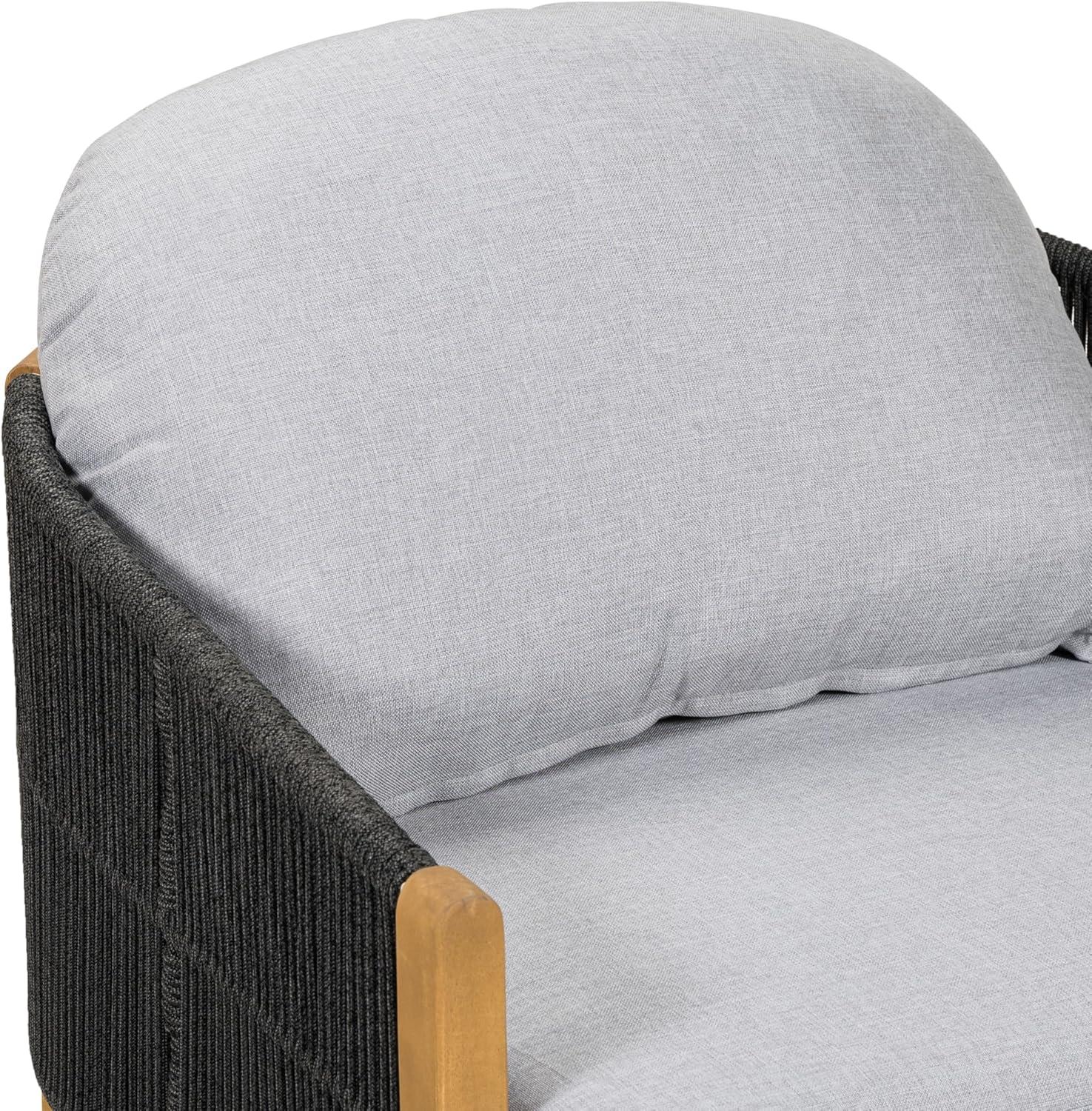 image:imageChristopher Knight Home Grotta Acacia Wood Patio Accent Chair Set of 2 Wooden Lounge Chair Outdoor Outdoor Barrel Chair with Rope WeaveRemovable Cushion Curved Backrest Lounge Sofa GrayTeakGrayteak