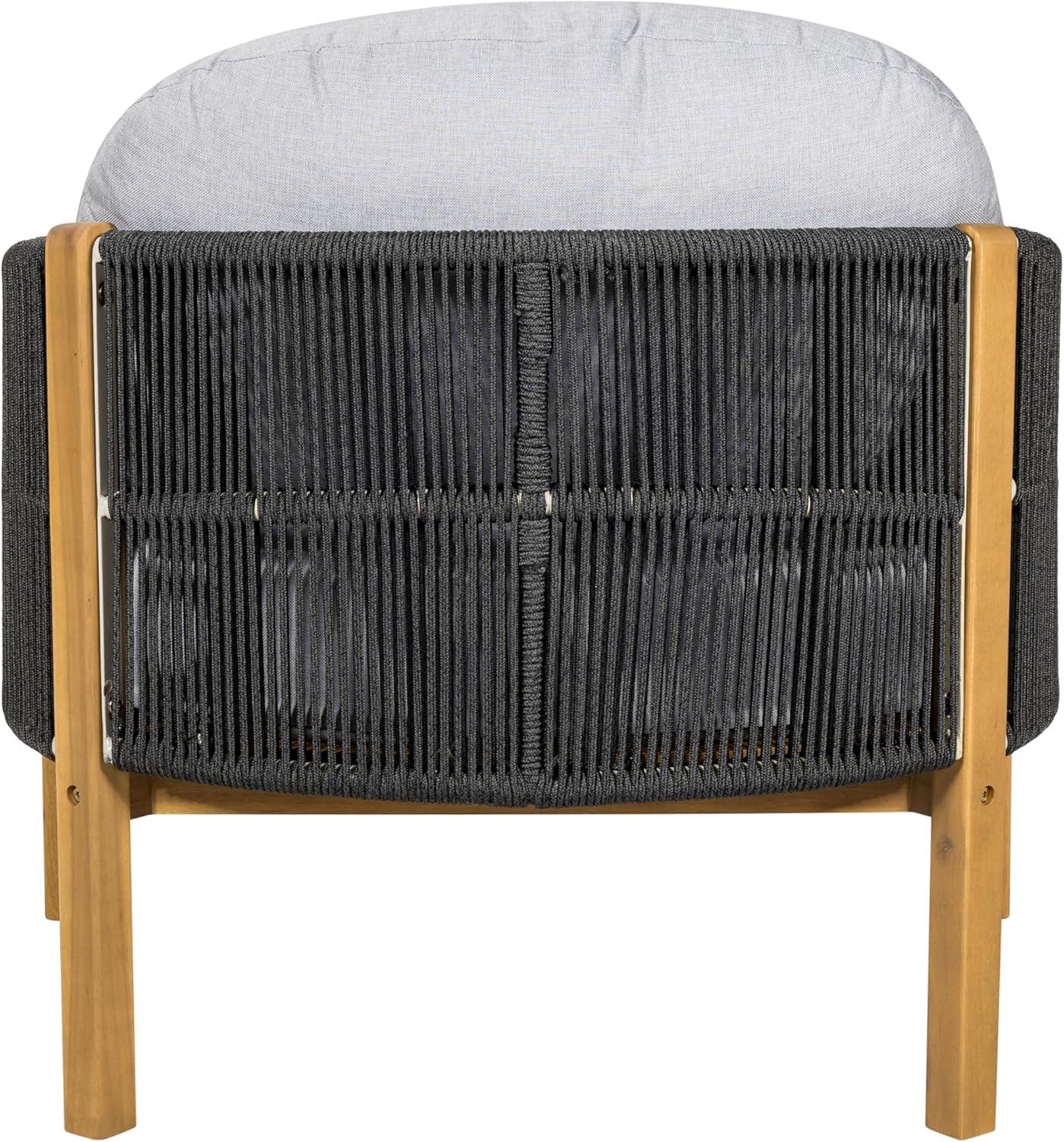 image:imageChristopher Knight Home Grotta Acacia Wood Patio Accent Chair Set of 2 Wooden Lounge Chair Outdoor Outdoor Barrel Chair with Rope WeaveRemovable Cushion Curved Backrest Lounge Sofa GrayTeakGrayteak