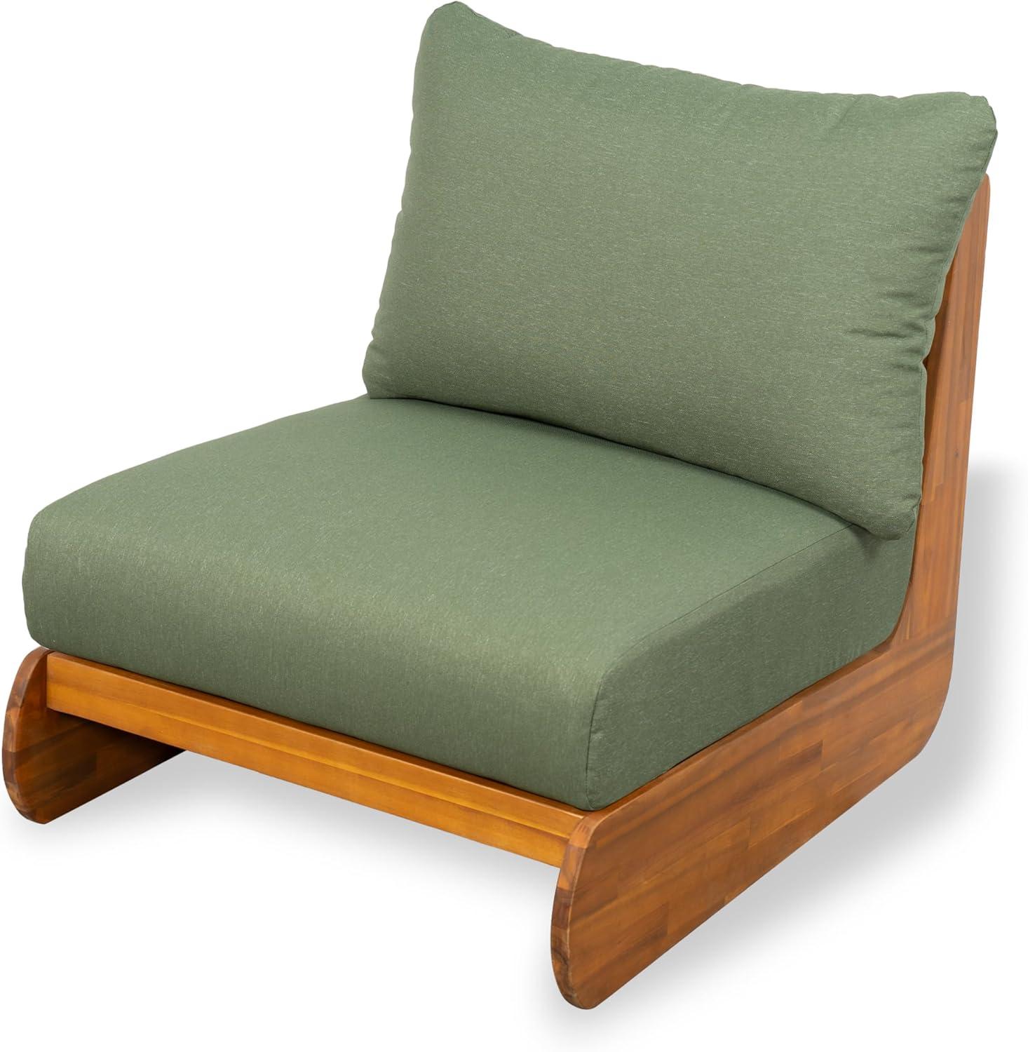 image:imageChristopher Knight Home Hana Set of 4 Outdoor Club Chair with Water Resistant Acacia Wood Lounge Chair Outdoor Patio Low Profile Accent Chairs Comfy Reading Chairs for Garden Backyard Teak BeigeTeak Green