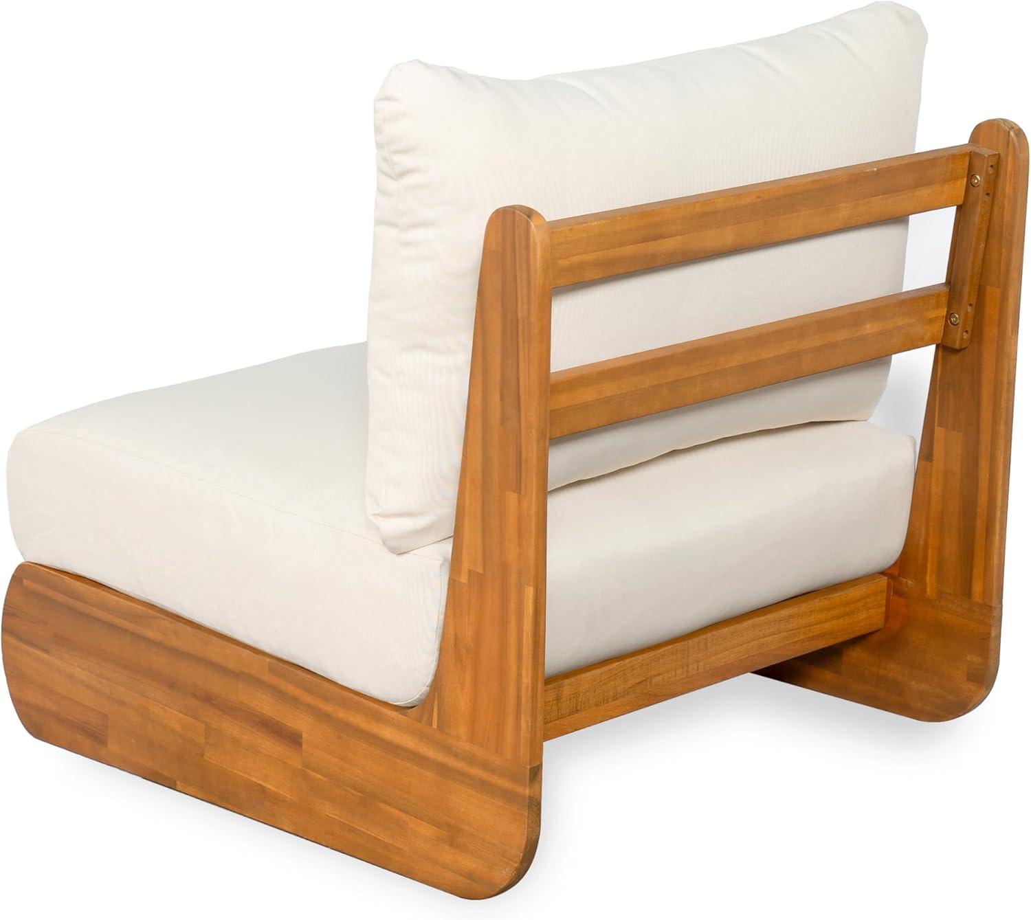 image:imageChristopher Knight Home Hana Set of 4 Outdoor Club Chair with Water Resistant Acacia Wood Lounge Chair Outdoor Patio Low Profile Accent Chairs Comfy Reading Chairs for Garden Backyard Teak BeigeTeak Beige