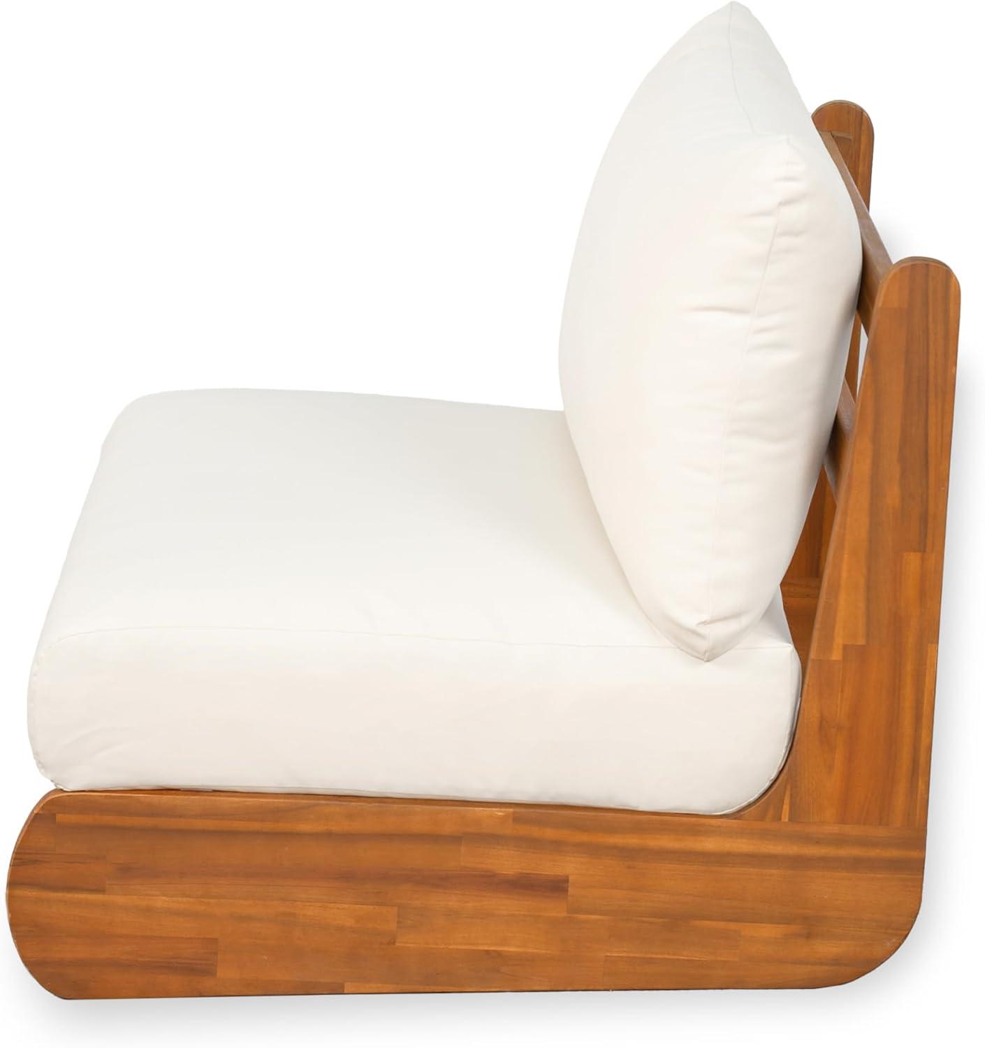 image:imageChristopher Knight Home Hana Set of 4 Outdoor Club Chair with Water Resistant Acacia Wood Lounge Chair Outdoor Patio Low Profile Accent Chairs Comfy Reading Chairs for Garden Backyard Teak BeigeTeak Beige