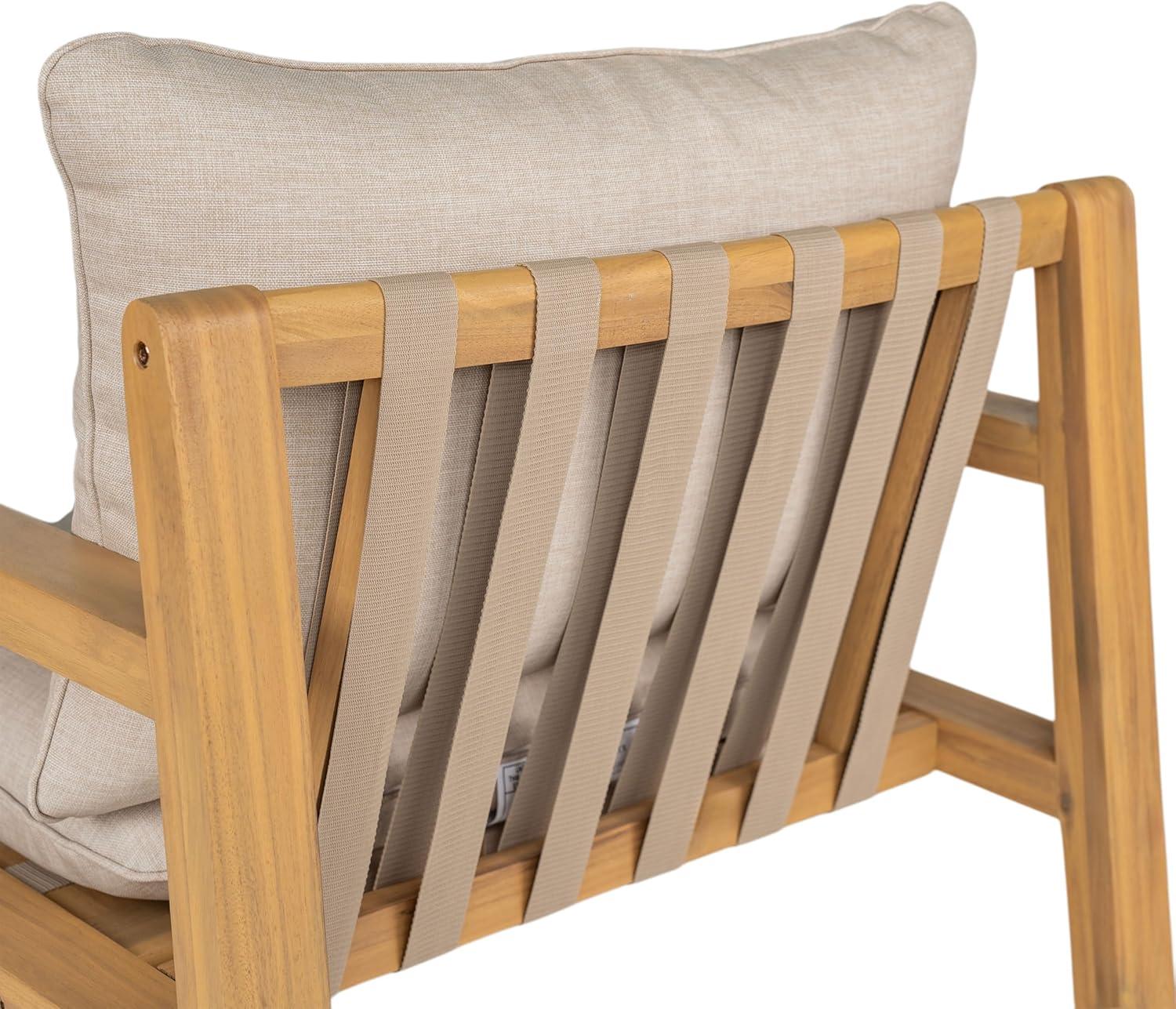 image:imageChristopher Knight Home Lita Set of 2 Patio Acacia Wood Club Chair with Cushions Comfy Lounge Chair Outdoor Stylish Garden Seating Rope Weaving Back Ideal for Porch Backyard Beige Light Teak