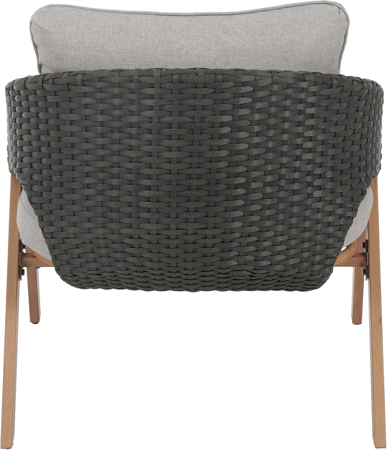 image:imageChristopher Knight Home Lucia Metal Lounge Chair Outdoor Set of 2 Woven Rattan Patio Accent Chair with Curved Backrest Patio Furniture Single Sofa Chair with Removable Cushion TeakWhiteGreyteak