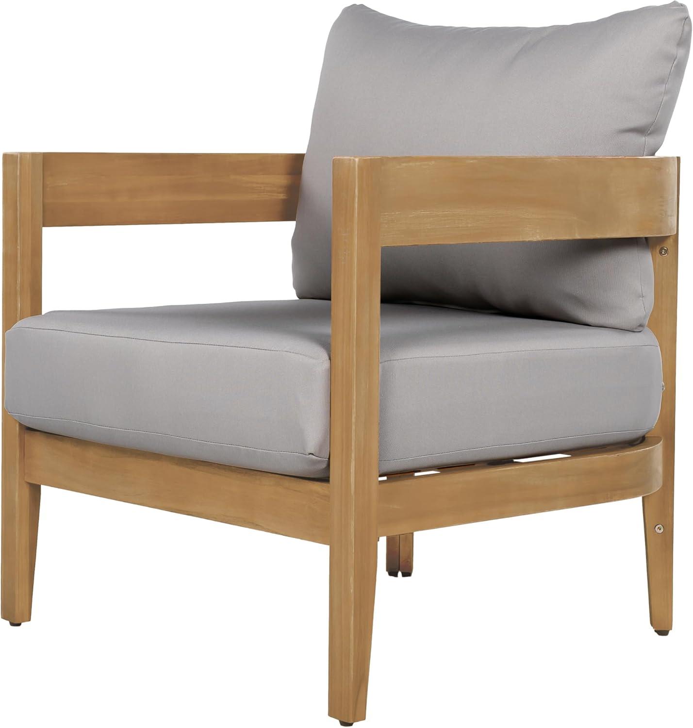 image:imageChristopher Knight Home Nadine Acacia Wood Club Chairs Set of 2 Outdoor Accent Chair Tub Shape Design Armchair Comfort Cushion Seating Slat Open Back Reading Sofa for Balcony Garden TeakGray
