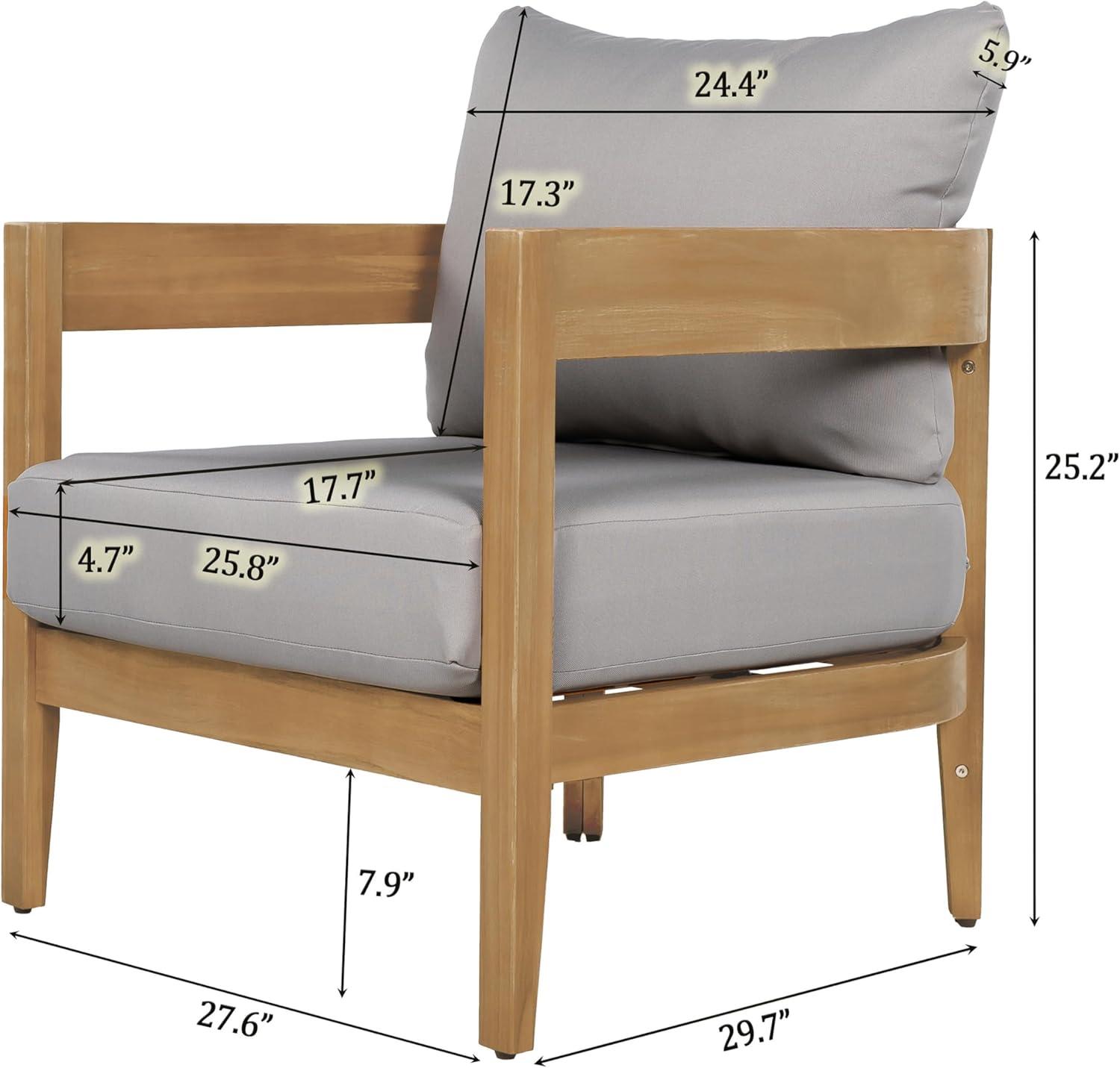 image:imageChristopher Knight Home Nadine Acacia Wood Club Chairs Set of 2 Outdoor Accent Chair Tub Shape Design Armchair Comfort Cushion Seating Slat Open Back Reading Sofa for Balcony Garden TeakGray
