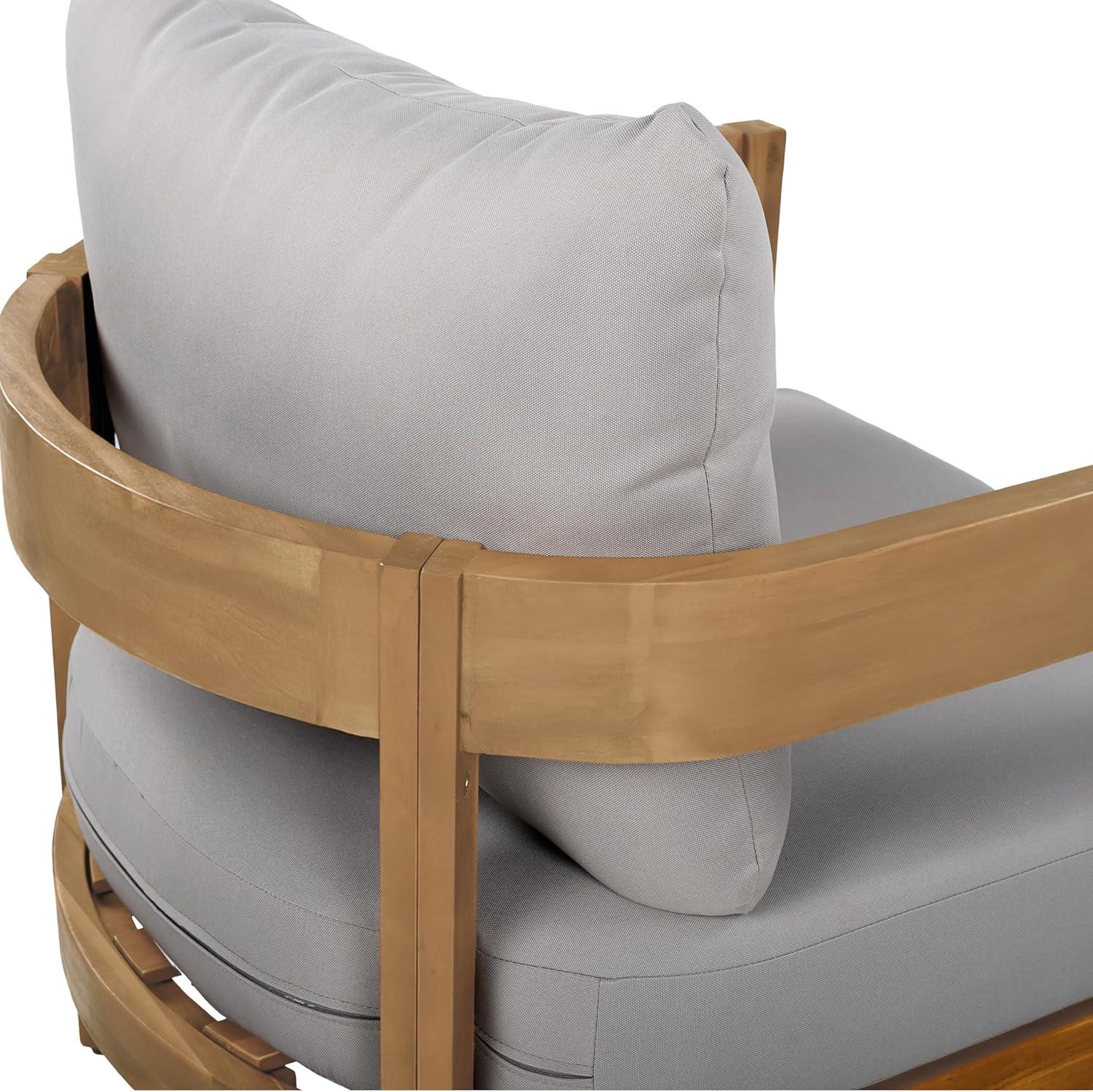image:imageChristopher Knight Home Nadine Acacia Wood Club Chairs Set of 2 Outdoor Accent Chair Tub Shape Design Armchair Comfort Cushion Seating Slat Open Back Reading Sofa for Balcony Garden TeakGray