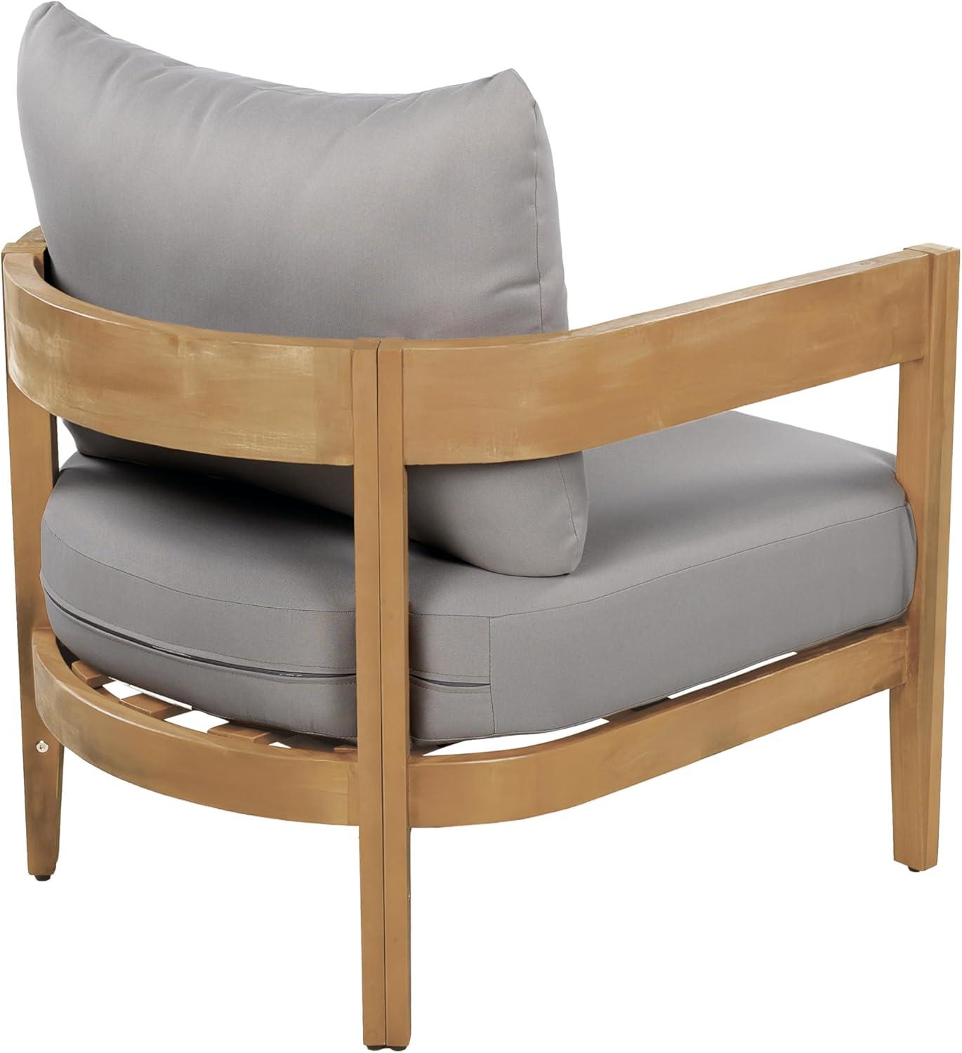 image:imageChristopher Knight Home Nadine Acacia Wood Club Chairs Set of 2 Outdoor Accent Chair Tub Shape Design Armchair Comfort Cushion Seating Slat Open Back Reading Sofa for Balcony Garden TeakGray