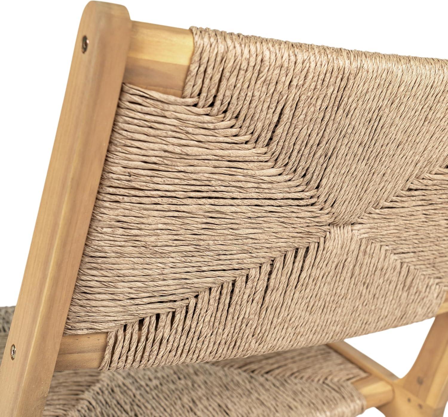 image:imageChristopher Knight Home Oner Lounge Chair Outdoor Set of 2 Sturdy Acacia Wood Armless Chair Weather Resistant Outdoor Furniture GardenPoolside Extra Seat with Natural PE Wicker Light TeakLight Teak