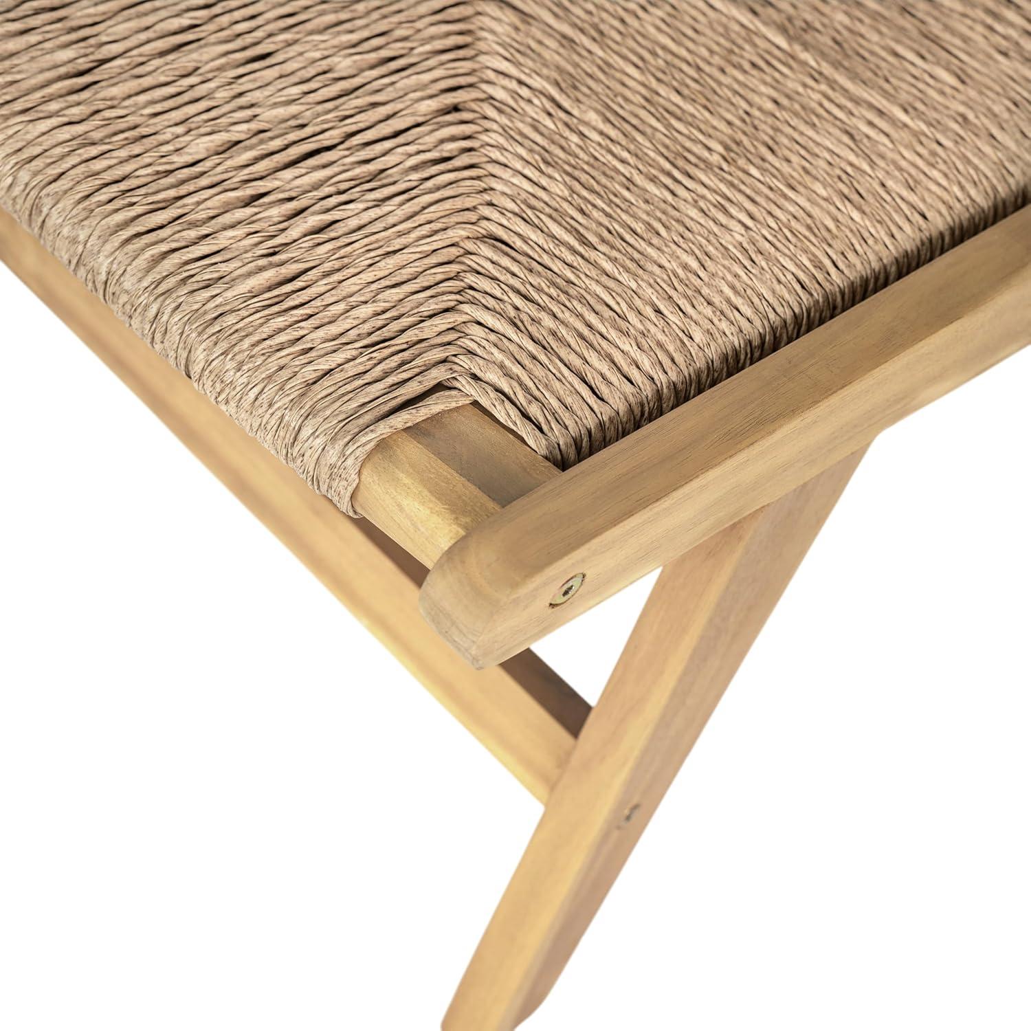 image:imageChristopher Knight Home Oner Lounge Chair Outdoor Set of 2 Sturdy Acacia Wood Armless Chair Weather Resistant Outdoor Furniture GardenPoolside Extra Seat with Natural PE Wicker Light TeakLight Teak