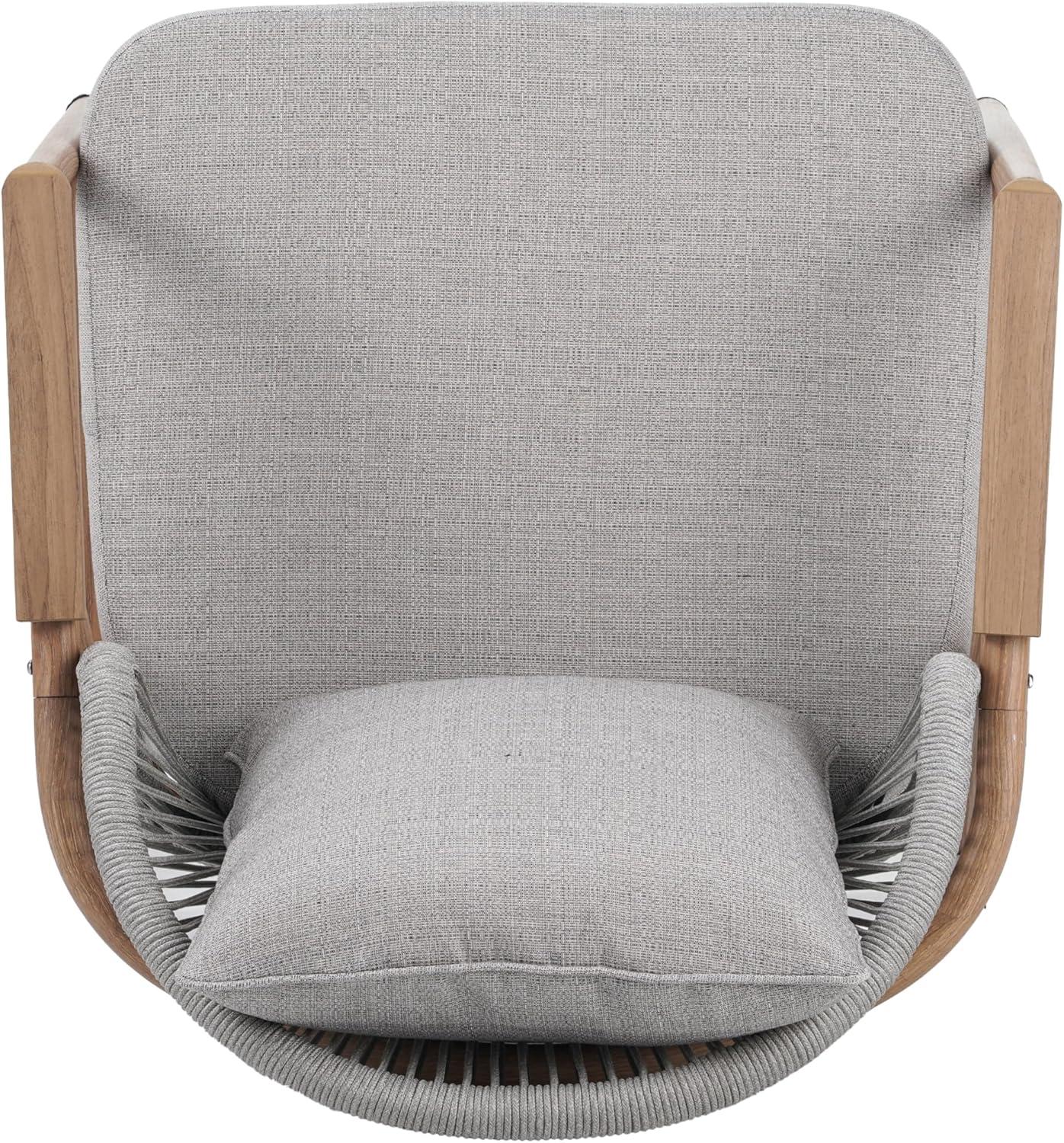 image:imageChristopher Knight Home Vine Iron Patio Club Chair Set of 2 Outdoor Accent Chair with Cushions Wooden Patio Armchair Ergonomic Comfy Reading Chair for Balcony Backyard Garden Dark GreyGreyTeak Finish
