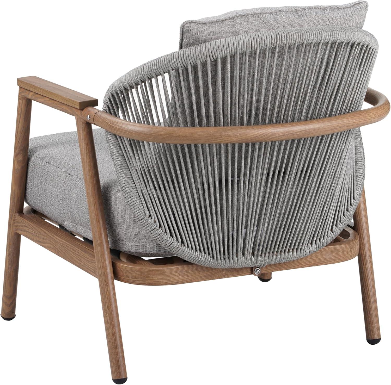 image:imageChristopher Knight Home Vine Iron Patio Club Chair Set of 2 Outdoor Accent Chair with Cushions Wooden Patio Armchair Ergonomic Comfy Reading Chair for Balcony Backyard Garden Dark GreyGreyTeak Finish