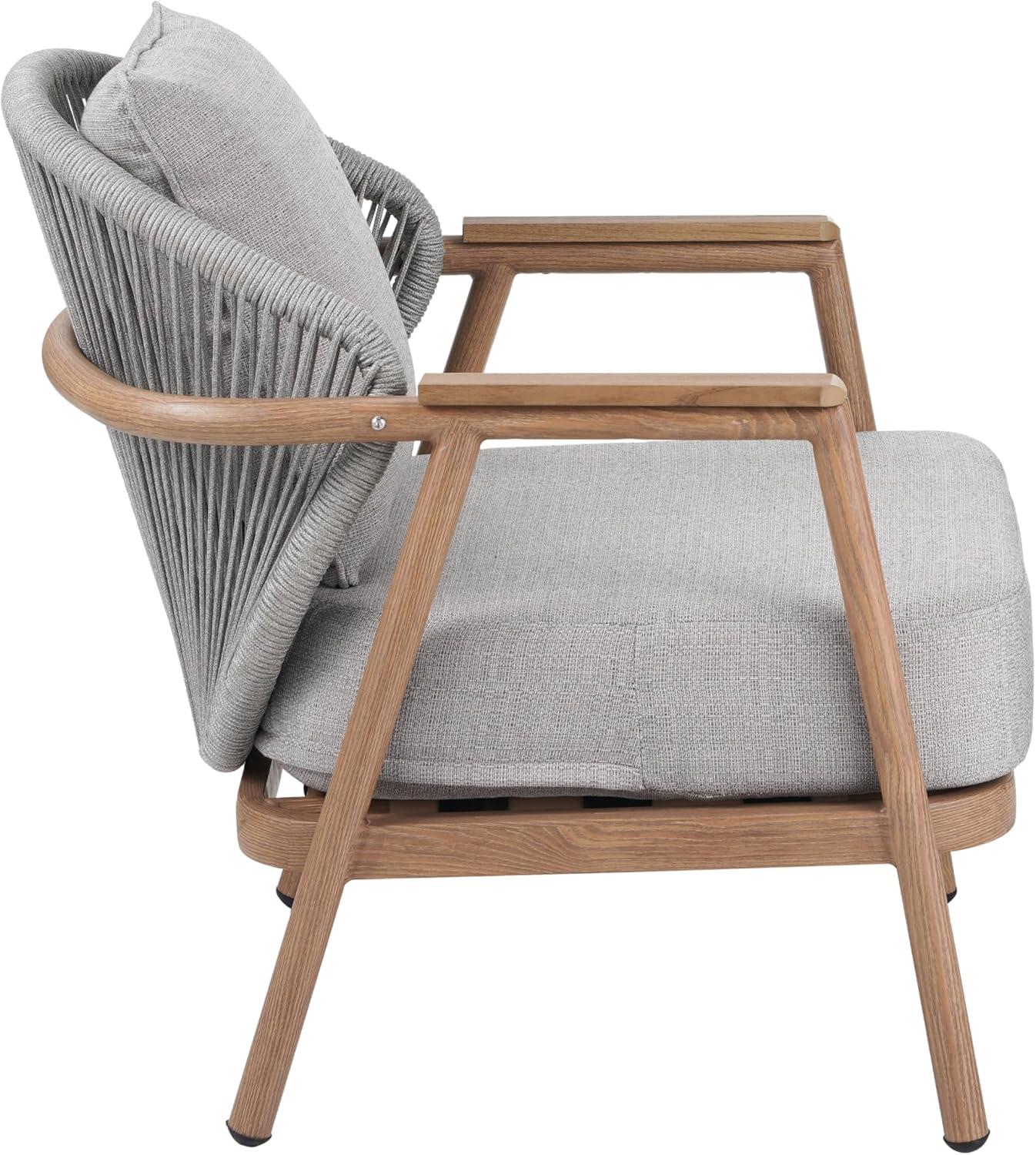 image:imageChristopher Knight Home Vine Iron Patio Club Chair Set of 2 Outdoor Accent Chair with Cushions Wooden Patio Armchair Ergonomic Comfy Reading Chair for Balcony Backyard Garden Dark GreyGreyTeak Finish