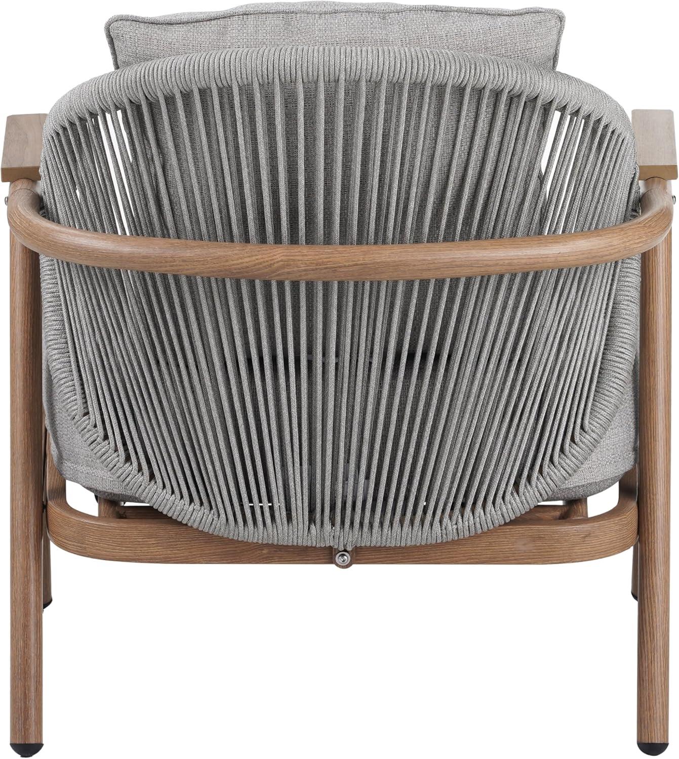 image:imageChristopher Knight Home Vine Iron Patio Club Chair Set of 2 Outdoor Accent Chair with Cushions Wooden Patio Armchair Ergonomic Comfy Reading Chair for Balcony Backyard Garden Dark GreyGreyTeak Finish