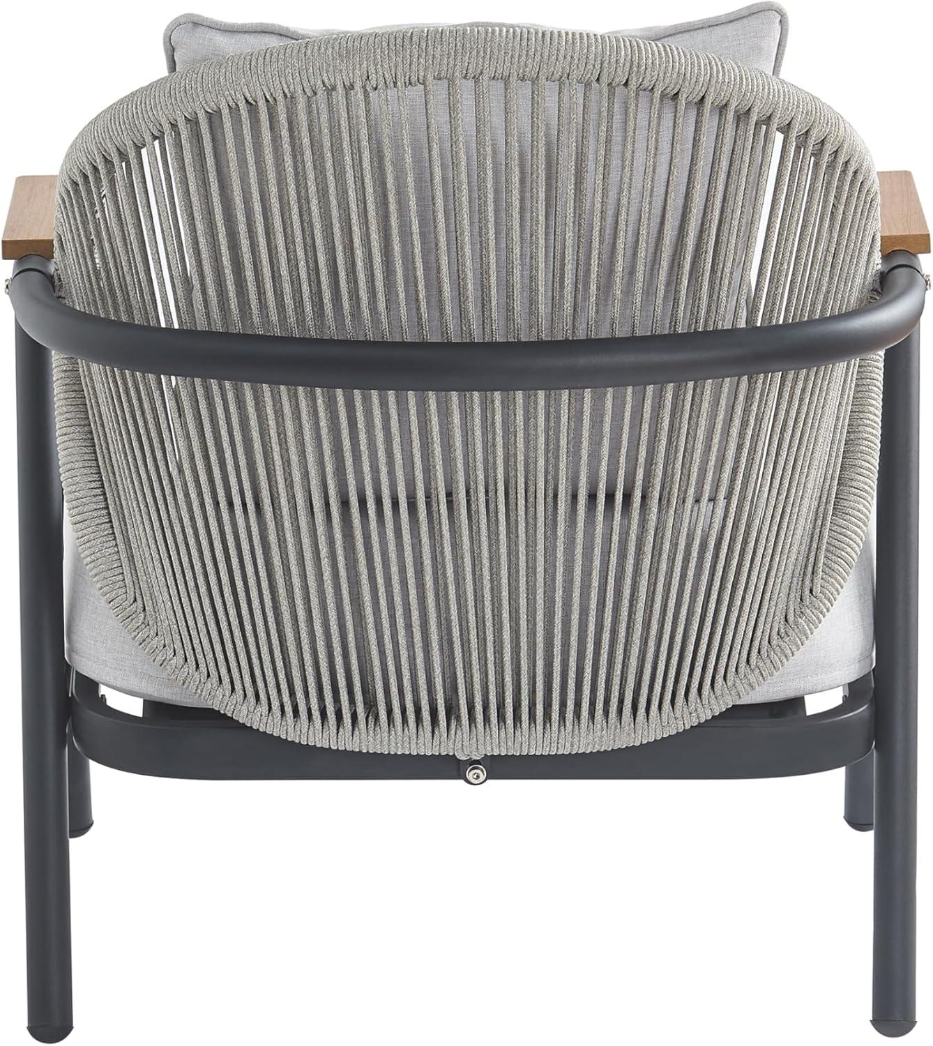 image:imageChristopher Knight Home Vine Iron Patio Club Chair Set of 2 Outdoor Accent Chair with Cushions Wooden Patio Armchair Ergonomic Comfy Reading Chair for Balcony Backyard Garden Dark GreyGreyDark Greygrey