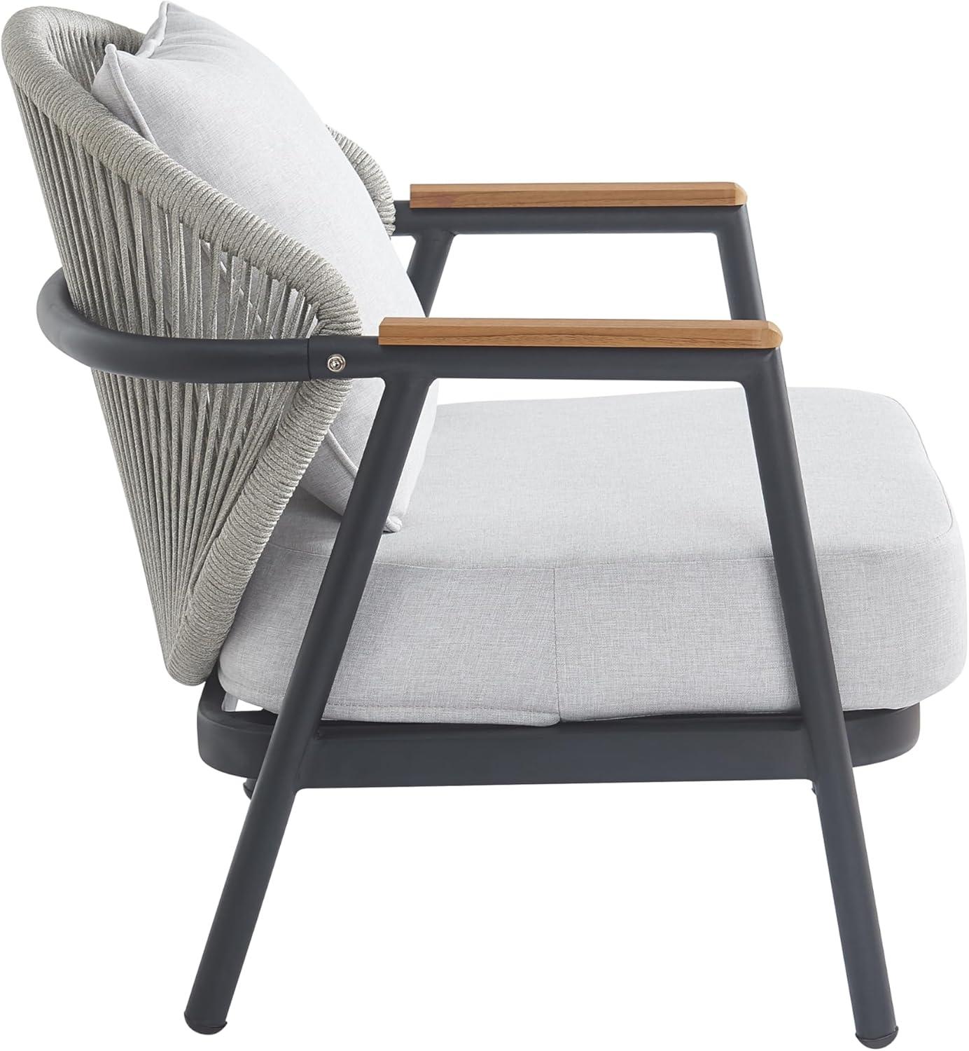 image:imageChristopher Knight Home Vine Iron Patio Club Chair Set of 2 Outdoor Accent Chair with Cushions Wooden Patio Armchair Ergonomic Comfy Reading Chair for Balcony Backyard Garden Dark GreyGreyDark Greygrey