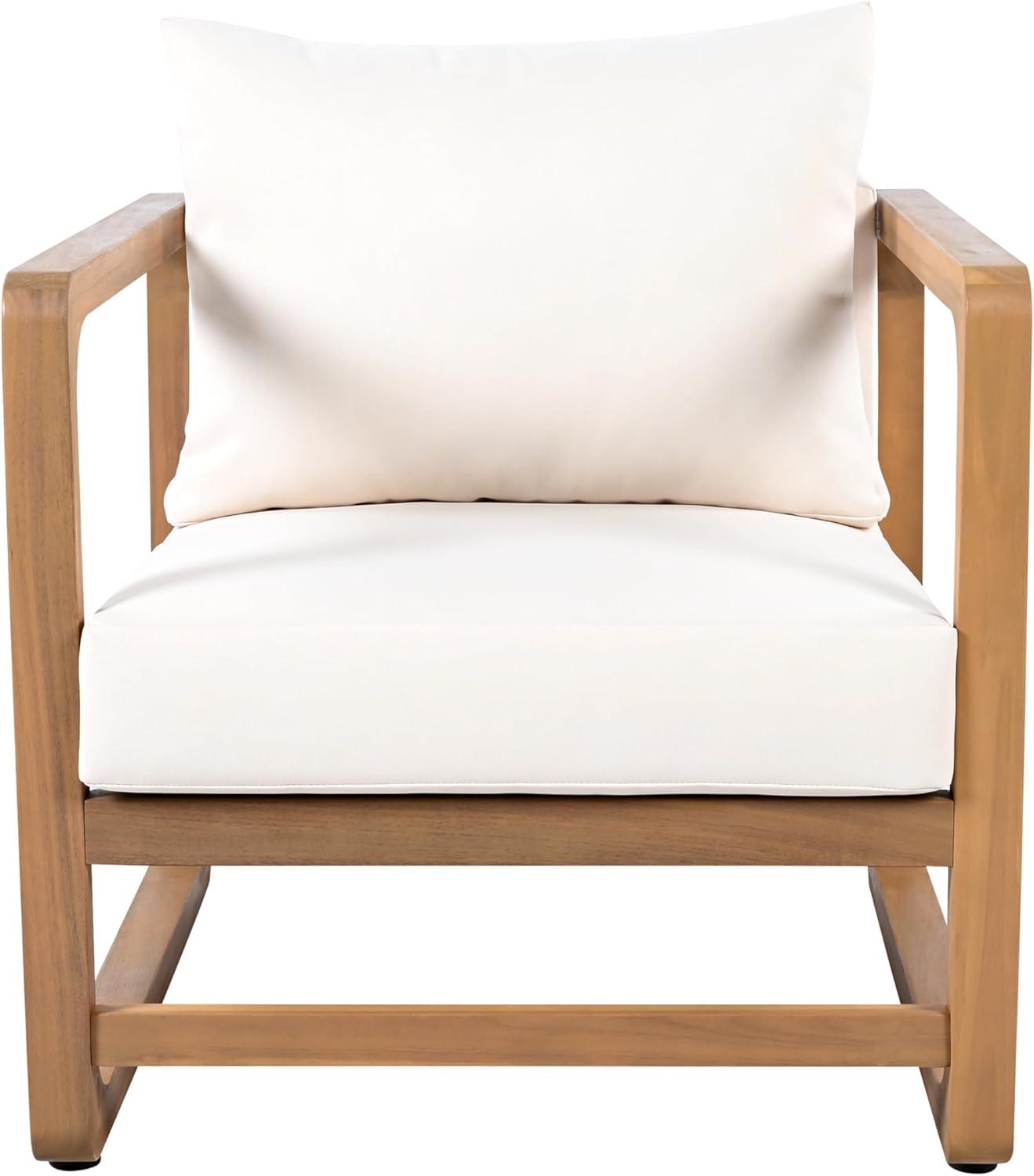 image:imageChristopher Knight Home Xerath Acacia Wood Lounge Chair Outdoor Oversized Accent Chair with Removable Cushion Set Comfy Reading Seating for GardenBackyard Comfort Cushions Seating Natural White