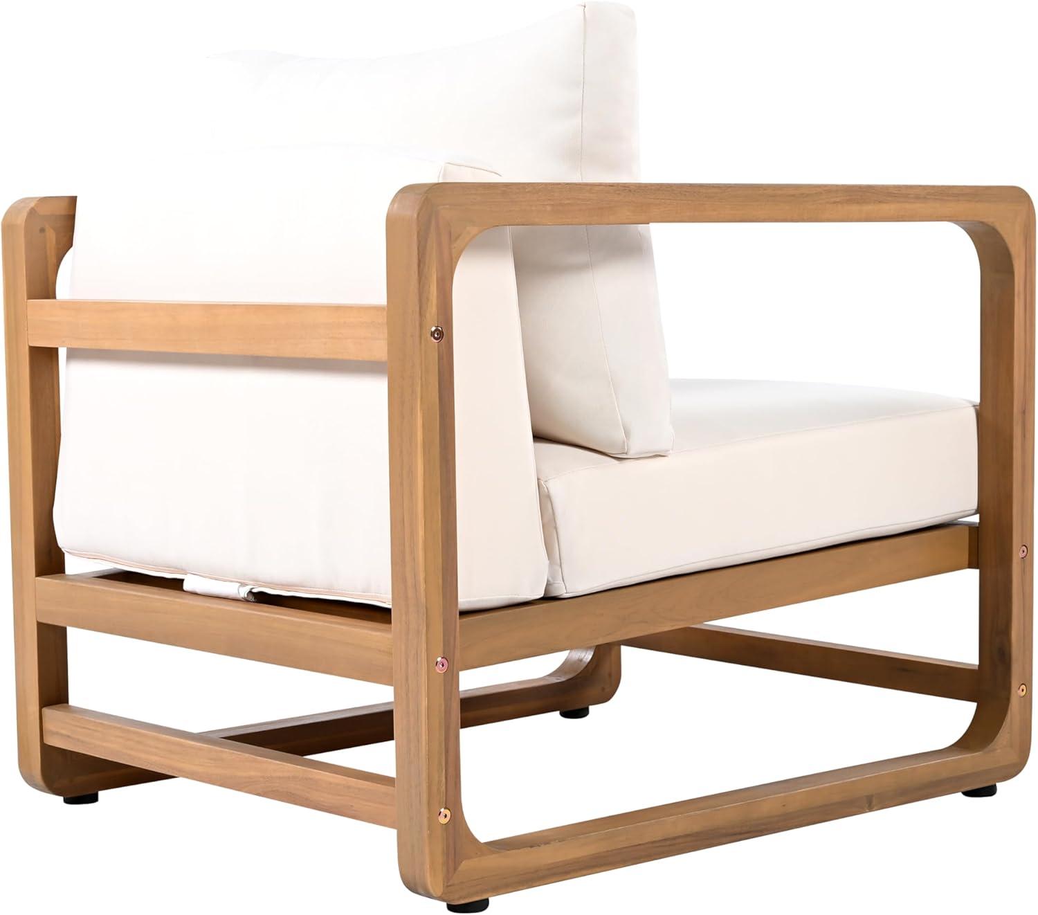 image:imageChristopher Knight Home Xerath Acacia Wood Lounge Chair Outdoor Oversized Accent Chair with Removable Cushion Set Comfy Reading Seating for GardenBackyard Comfort Cushions Seating Natural White