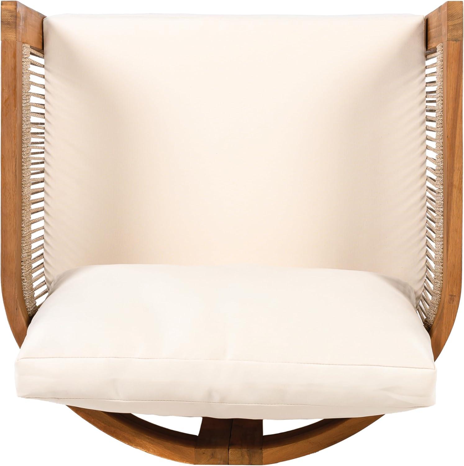 image:imageChristopher Knight Home Yunara Patio Club Chair with Cushions Acacia Wood Lounge Chair Outdoor Woven Accents Curved Design Side Chair for Balcony Backyard Garden Poolside 1pcs Beige TeakBeige Teak