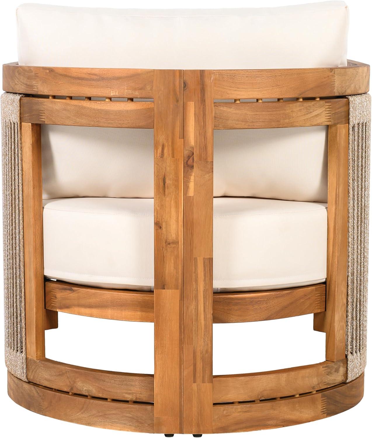 image:imageChristopher Knight Home Yunara Patio Club Chair with Cushions Acacia Wood Lounge Chair Outdoor Woven Accents Curved Design Side Chair for Balcony Backyard Garden Poolside 1pcs Beige TeakBeige Teak