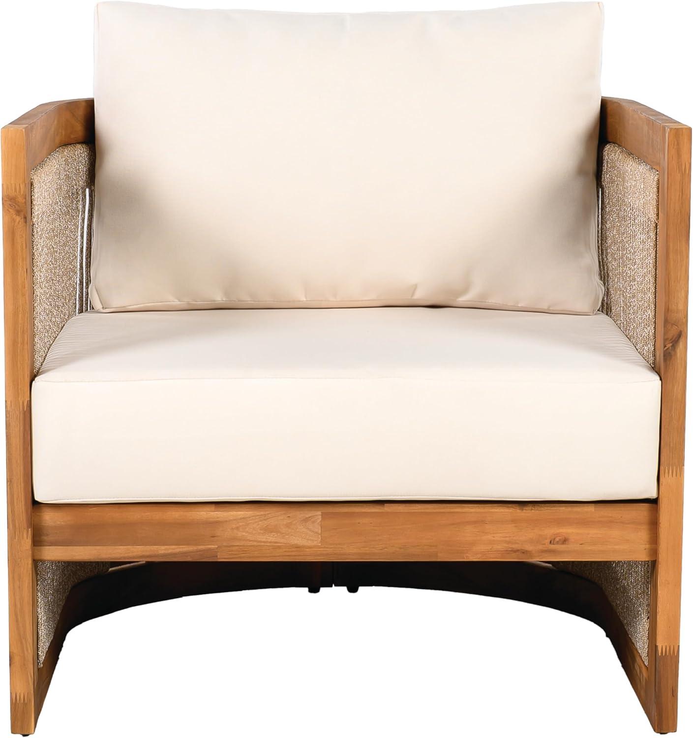 image:imageChristopher Knight Home Yunara Patio Club Chair with Cushions Acacia Wood Lounge Chair Outdoor Woven Accents Curved Design Side Chair for Balcony Backyard Garden Poolside 1pcs Beige TeakBeige Teak