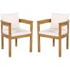 Christopher Knight Home Abact Outdoor Acacia Wood Dining Chair Set of 2, Curved Patio Armchair with Cushions, Backyard Dining Chairs, Modern Lounge Seating for Garden Porch Balcony, Teak+Beige