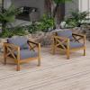 Christopher Knight Home Byrd Acacia Wood Outdoor Club Chair Set of 2 with Removable Cushion, Wooden Patio Accent Chair Set with Cushion, Poolside Garden Patio Furniture Set Armchair, Teak+Dark Grey(Teak+dark Grey)