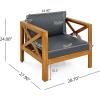 Christopher Knight Home Byrd Acacia Wood Outdoor Club Chair Set of 2 with Removable Cushion, Wooden Patio Accent Chair Set with Cushion, Poolside Garden Patio Furniture Set Armchair, Teak+Dark Grey(Teak+dark Grey)