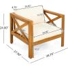 Christopher Knight Home Byrd Acacia Wood Outdoor Club Chair Set of 2 with Removable Cushion, Wooden Patio Accent Chair Set with Cushion, Poolside Garden Patio Furniture Set Armchair, Teak+Dark Grey(Teak+beige)