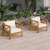 Christopher Knight Home Byrd Acacia Wood Outdoor Club Chair Set of 2 with Removable Cushion, Wooden Patio Accent Chair Set with Cushion, Poolside Garden Patio Furniture Set Armchair, Teak+Dark Grey(Teak+beige)