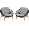 Christopher Knight Home Cyril Outdoor Papasan Chair Set of 2 with Cushion, Wicker Egg Chair with Removable Cushion, PE Wicker Chaise Lounge Sofa, Patio Furniture Set for Garden/Backyard, Brown+Beige(Brown+dark Grey)