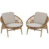 Christopher Knight Home Cyril Outdoor Papasan Chair Set of 2 with Cushion, Wicker Egg Chair with Removable Cushion, PE Wicker Chaise Lounge Sofa, Patio Furniture Set for Garden/Backyard, Brown+Beige(Brown+beige)
