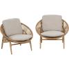 Christopher Knight Home Cyril Outdoor Papasan Chair Set of 2 with Cushion, Wicker Egg Chair with Removable Cushion, PE Wicker Chaise Lounge Sofa, Patio Furniture Set for Garden/Backyard, Brown+Beige(Brown+beige)
