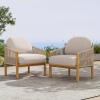 Christopher Knight Home Grotta Acacia Wood Patio Accent Chair Set of 2, Wooden Lounge Chair Outdoor, Outdoor Barrel Chair with Rope Weave+Removable Cushion, Curved Backrest Lounge Sofa, Gray+Teak(Beige+teak)