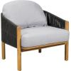 Christopher Knight Home Grotta Acacia Wood Patio Accent Chair Set of 2, Wooden Lounge Chair Outdoor, Outdoor Barrel Chair with Rope Weave+Removable Cushion, Curved Backrest Lounge Sofa, Gray+Teak(Gray+teak)