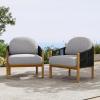 Christopher Knight Home Grotta Acacia Wood Patio Accent Chair Set of 2, Wooden Lounge Chair Outdoor, Outdoor Barrel Chair with Rope Weave+Removable Cushion, Curved Backrest Lounge Sofa, Gray+Teak(Gray+teak)
