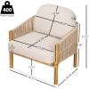 Christopher Knight Home Grotta Acacia Wood Patio Accent Chair Set of 2, Wooden Lounge Chair Outdoor, Outdoor Barrel Chair with Rope Weave+Removable Cushion, Curved Backrest Lounge Sofa, Gray+Teak(Beige+teak)