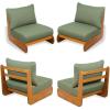 Christopher Knight Home Hana Set of 4 Outdoor Club Chair with Water Resistant, Acacia Wood Lounge Chair Outdoor, Patio Low Profile Accent Chairs, Comfy Reading Chairs for Garden Backyard, Teak + Beige(Teak + Green)