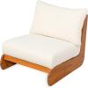 Christopher Knight Home Hana Set of 4 Outdoor Club Chair with Water Resistant, Acacia Wood Lounge Chair Outdoor, Patio Low Profile Accent Chairs, Comfy Reading Chairs for Garden Backyard, Teak + Beige(Teak + Beige)