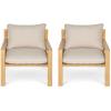 Christopher Knight Home Lita Set of 2 Patio Acacia Wood Club Chair with Cushions, Comfy Lounge Chair Outdoor, Stylish Garden Seating, Rope Weaving Back, Ideal for Porch, Backyard, Beige + Light Teak