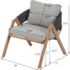 Christopher Knight Home Lucia Metal Lounge Chair Outdoor Set of 2, Woven Rattan Patio Accent Chair with Curved Backrest, Patio Furniture Single Sofa Chair with Removable Cushion, Teak+White(Grey+teak)