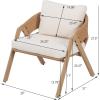 Christopher Knight Home Lucia Metal Lounge Chair Outdoor Set of 2, Woven Rattan Patio Accent Chair with Curved Backrest, Patio Furniture Single Sofa Chair with Removable Cushion, Teak+White(Teak+white)