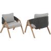 Christopher Knight Home Lucia Metal Lounge Chair Outdoor Set of 2, Woven Rattan Patio Accent Chair with Curved Backrest, Patio Furniture Single Sofa Chair with Removable Cushion, Teak+White(Grey+teak)