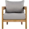 Christopher Knight Home Nadine Acacia Wood Club Chairs Set of 2, Outdoor Accent Chair, Tub Shape Design Armchair, Comfort Cushion Seating, Slat Open Back Reading Sofa for Balcony Garden, Teak+Gray