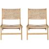Christopher Knight Home Oner Lounge Chair Outdoor Set of 2, Sturdy Acacia Wood Armless Chair, Weather Resistant Outdoor Furniture, Garden/Poolside Extra Seat with Natural PE Wicker, Light Teak(Light Teak)