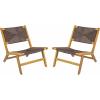 Christopher Knight Home Oner Lounge Chair Outdoor Set of 2, Sturdy Acacia Wood Armless Chair, Weather Resistant Outdoor Furniture, Garden/Poolside Extra Seat with Natural PE Wicker, Light Teak(Teak + Dark Brown)