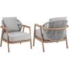 Christopher Knight Home Vine Iron Patio Club Chair Set of 2, Outdoor Accent Chair with Cushions, Wooden Patio Armchair, Ergonomic Comfy Reading Chair for Balcony, Backyard, Garden, Dark Grey+Grey(Teak Finish)