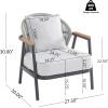 Christopher Knight Home Vine Iron Patio Club Chair Set of 2, Outdoor Accent Chair with Cushions, Wooden Patio Armchair, Ergonomic Comfy Reading Chair for Balcony, Backyard, Garden, Dark Grey+Grey(Dark Grey+grey)
