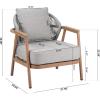 Christopher Knight Home Vine Iron Patio Club Chair Set of 2, Outdoor Accent Chair with Cushions, Wooden Patio Armchair, Ergonomic Comfy Reading Chair for Balcony, Backyard, Garden, Dark Grey+Grey(Teak Finish)